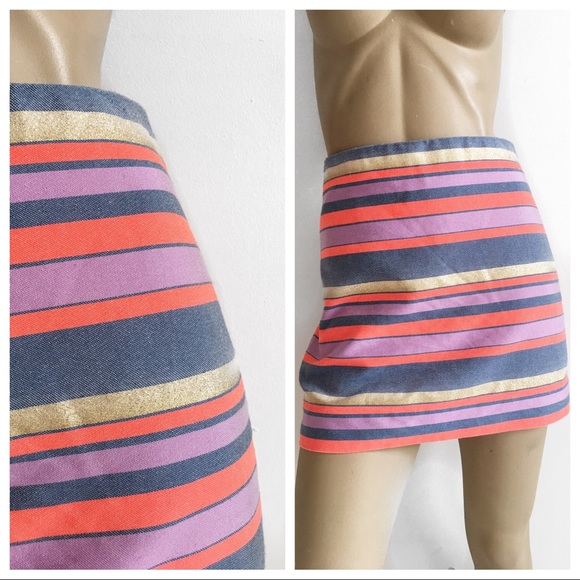 J. CREW FACTORY sorbet striped mini skirt. - Picture 1 of 5